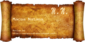Macsa Natasa névjegykártya